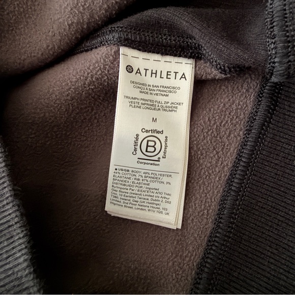Athleta Triumph Full Zip Jacket Black Gray Camo Size Medium Gym Sport Sweatshirt - Picture 6 of 12
